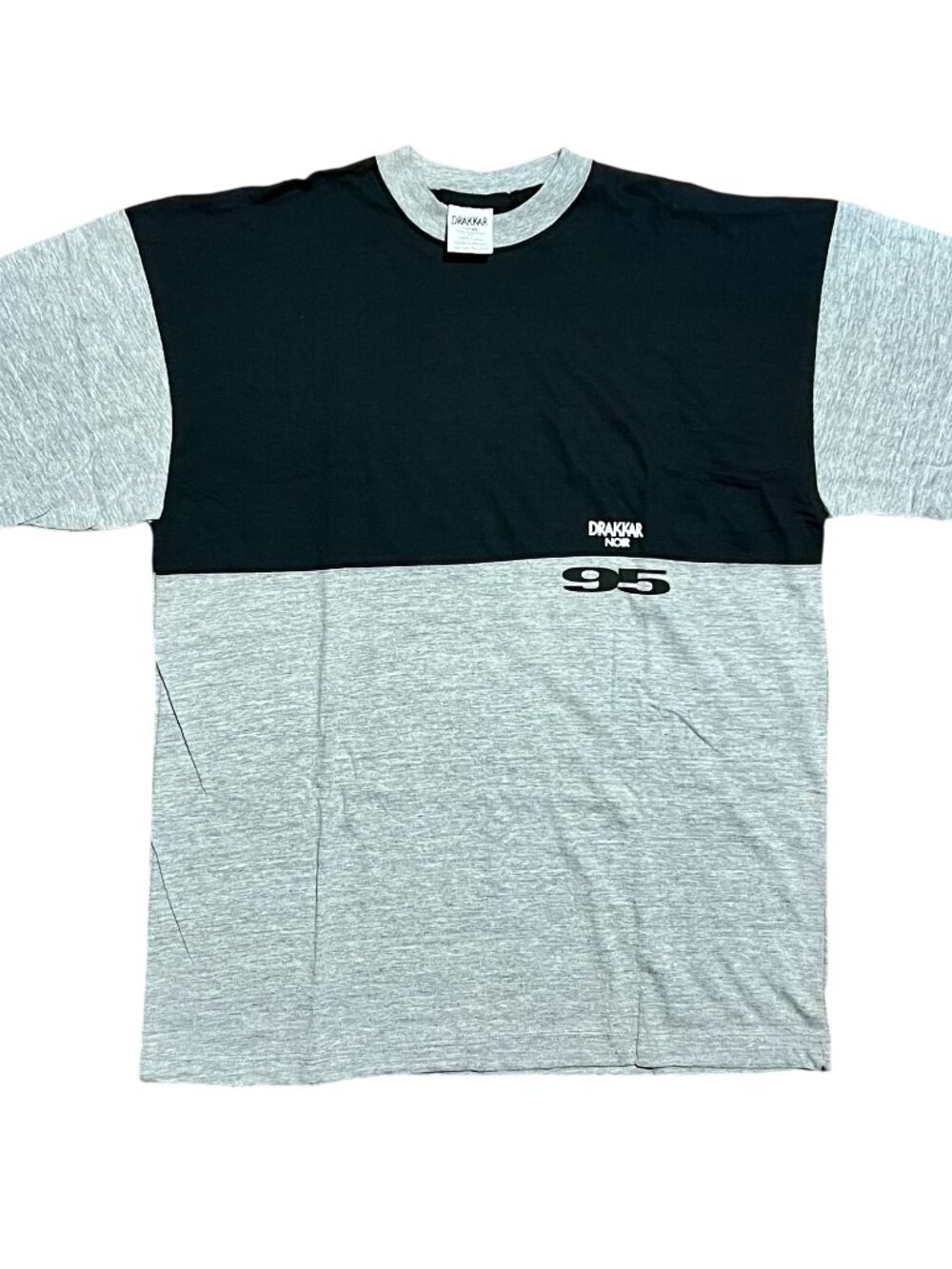 Drakkar Noir Colorblock 95 Vintage Y2K Black & Gray T-Shirt, Men's 2XL